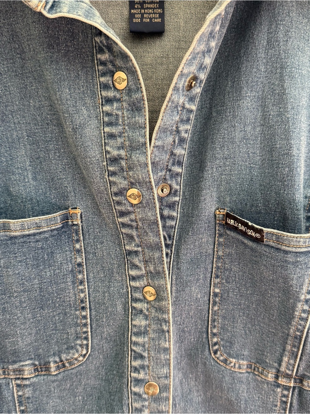 Vintage Harley Davidson Denim Button-Up Jacket Womens Large Biker core Grunge - Picture 3 of 9